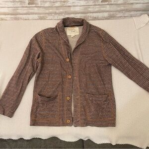 Kobi burnt orange and gray Striped Cardigan Sweater